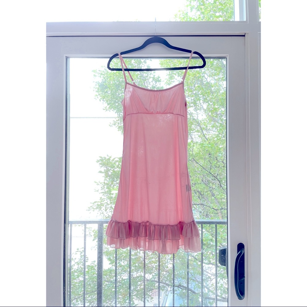 Dusty rose silk slip with ruffle hem